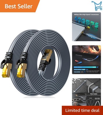 Cat 8 Ethernet Cable 15 FT 2 Pack High Speed 40Gbps Shielded LAN Patch Cord