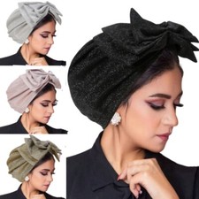 Women Ruffled Cap Hat Bowknot Turban Headscarf Wrap Chemo Hats Indian Beanies