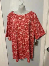 NWT Style&co Gram Red Floral Multi Top with Elbow Cuff Sleeve       Plus Size 4X