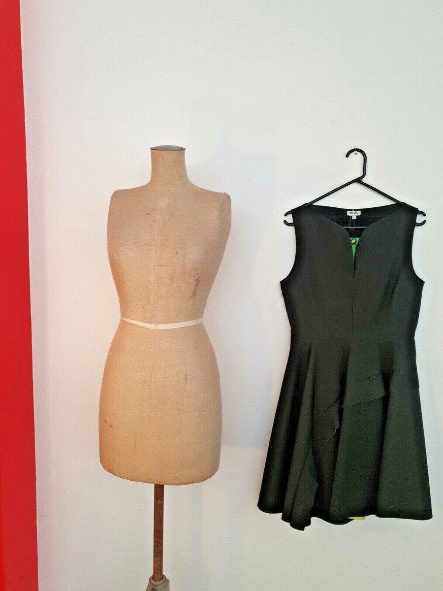 KENZO Paris 40 Pockets Olive & Lime Green Dress Designer XXS-XS NEW | eBay
