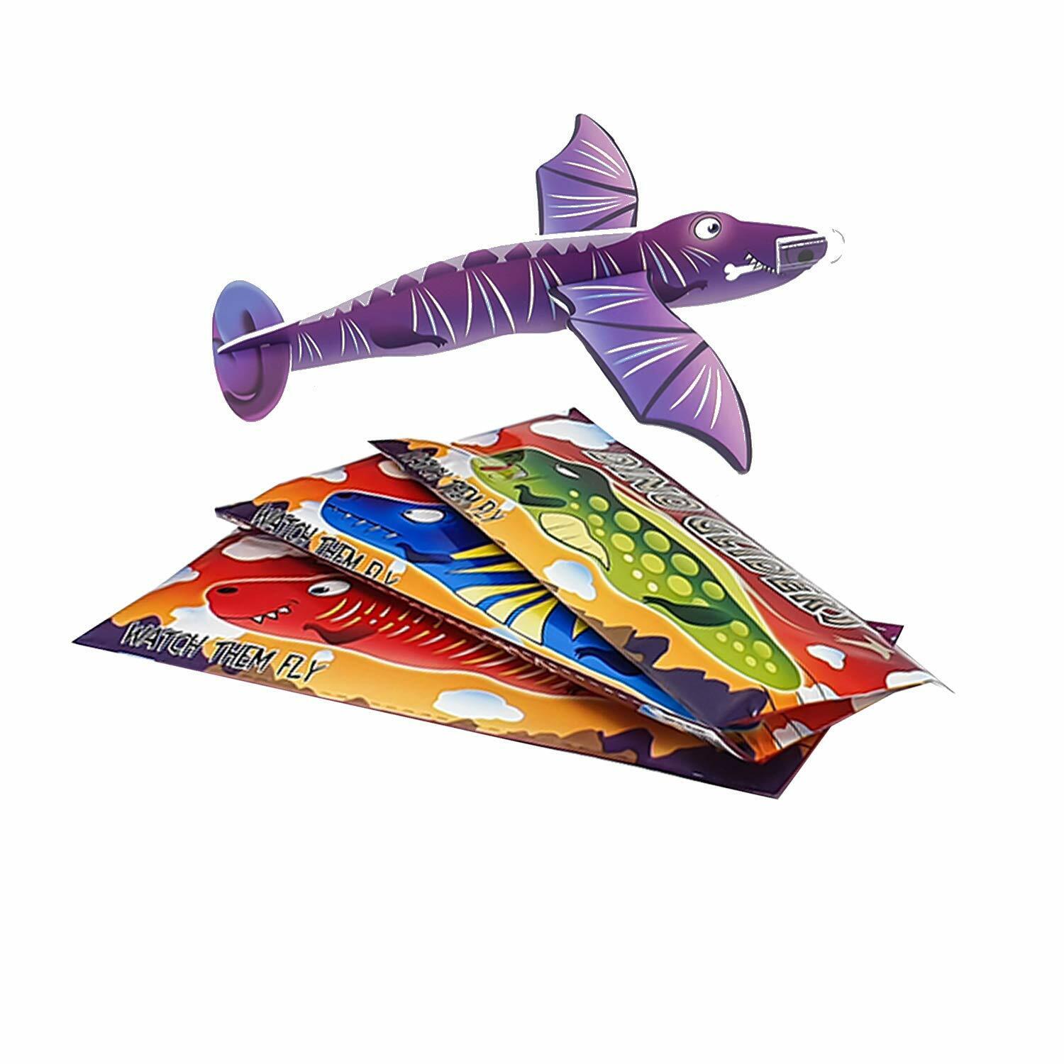 Pack of 12 Dinosaur Flying Plane Gliders Kids Party Bag Fillers Childrens Toys