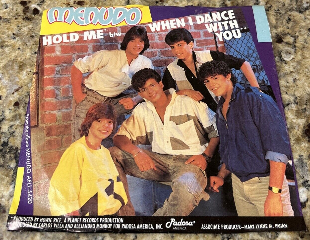 MENUDO- HOLD ME/WHEN I DANCE WITH YOU 45RPM 7” RCA PB-14087 PICTURE SLEEVE