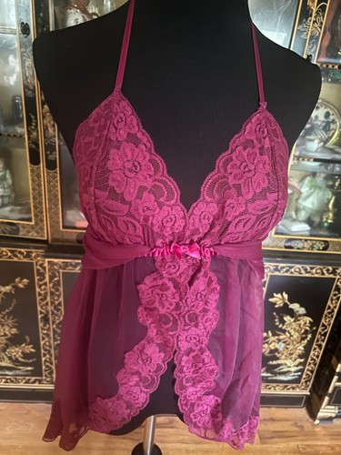 Fredericks Of Hollywood Raspberry Pink Babydoll Slip Lingerie Girly Feminine M - Picture 13 of 22