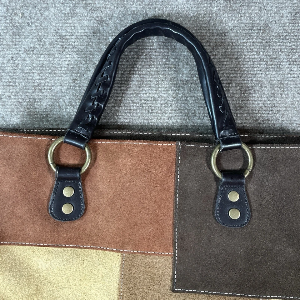 Bolso de Mano de Cuero Valerie Stevens 13" Cartera Gamuza Retazos Festival Hobo Bohemio Foto 4 de 4