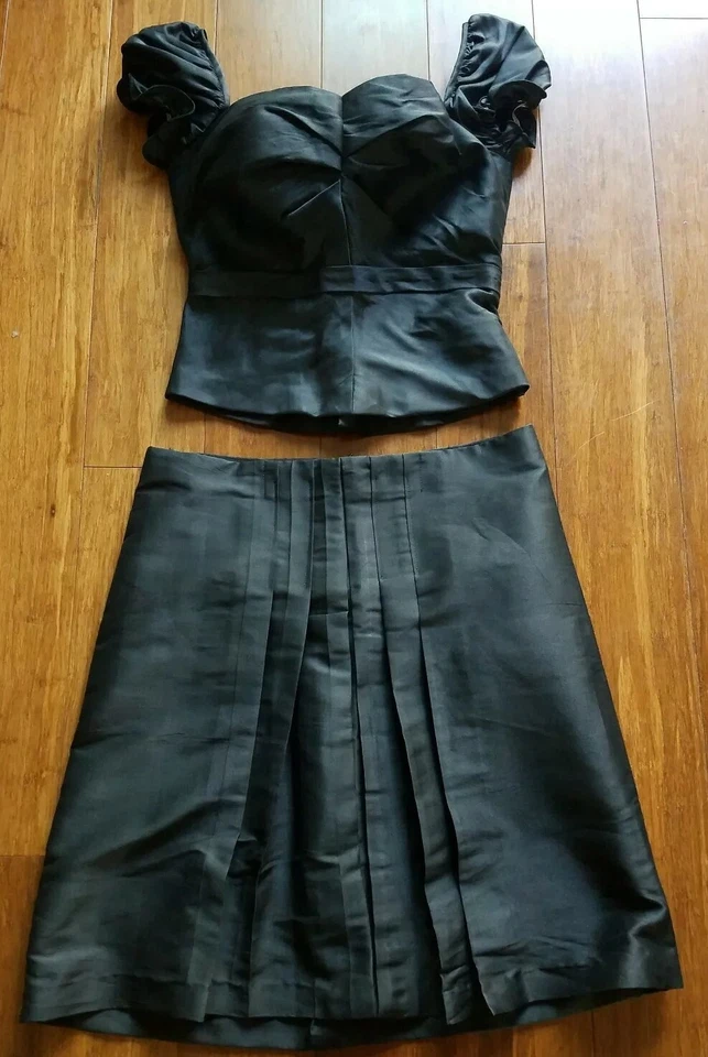 Trajes tradicionales jemeres de Camboya negros de 2 piezas para el torso/falda corta talla. S/M Foto 2 de 4