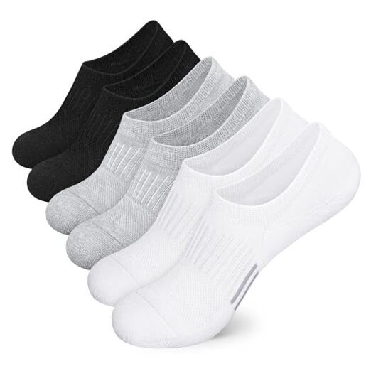 No Show Socks Womens Athletic Cushioned Low Cut Sports 5-8 Black+white+grey-image