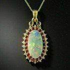3Ct Oval Cut Fire Opal Halo Pendant Necklace 14k Rose Gold Plated Free Chain