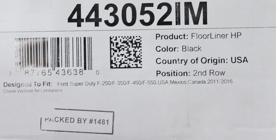 NUEVO revestimiento de piso para todo clima segunda fila negro 443052IM Ford F-250 F-350 doble 12-16 Foto 2 de 4