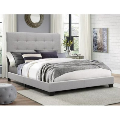Crown Mark Florence Gray Upholstered Panel Bed (New)