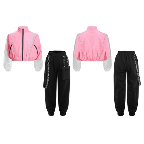 Kids Girls Coat With Trousers Casual Sweatsuit Performance Tracksuit Fall Jazz - Picture 30 of 60