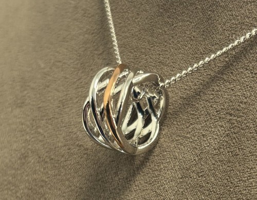 Clogau Welsh Silver & 9ct Rose Gold Eternal Barrel Pendant (22") Rare