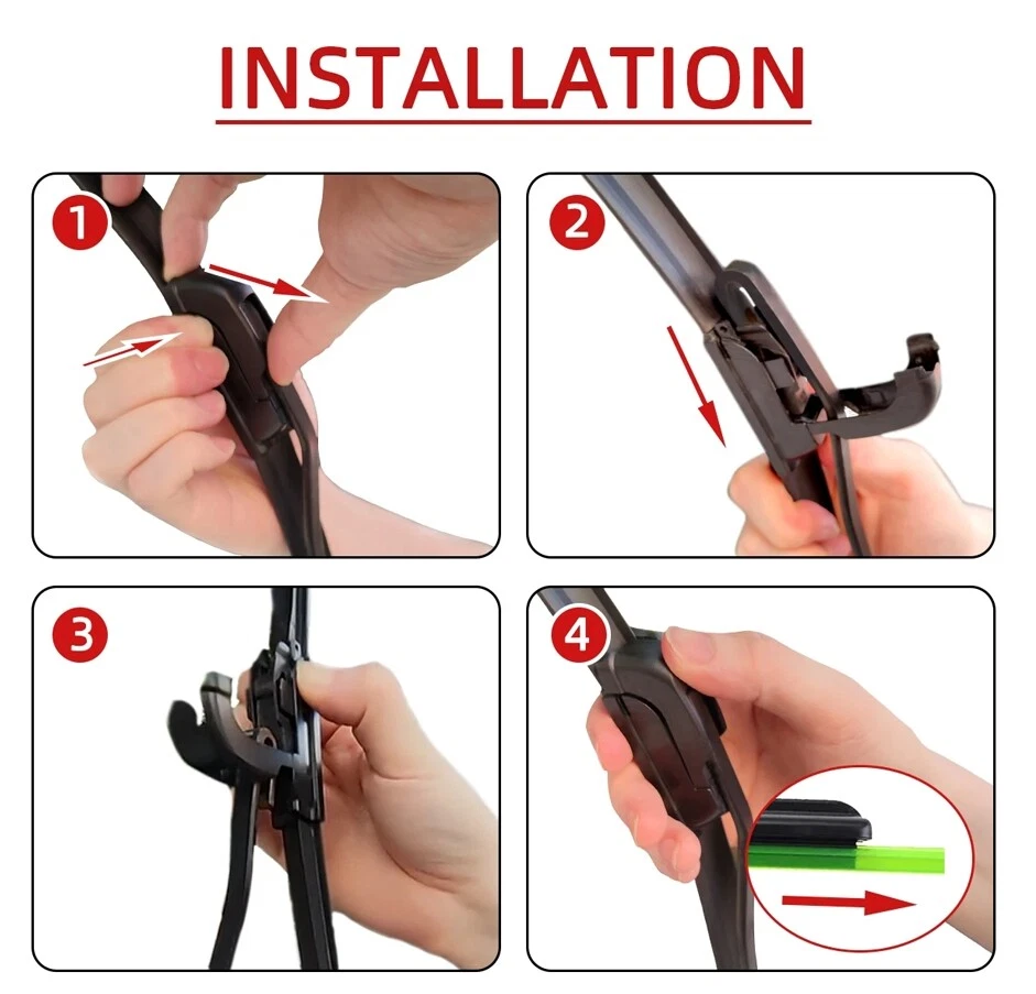 2 piezas escobillas limpiaparabrisas sin soporte gancho en J para todas las estaciones sin marco (20" y 20") Foto 2 de 4