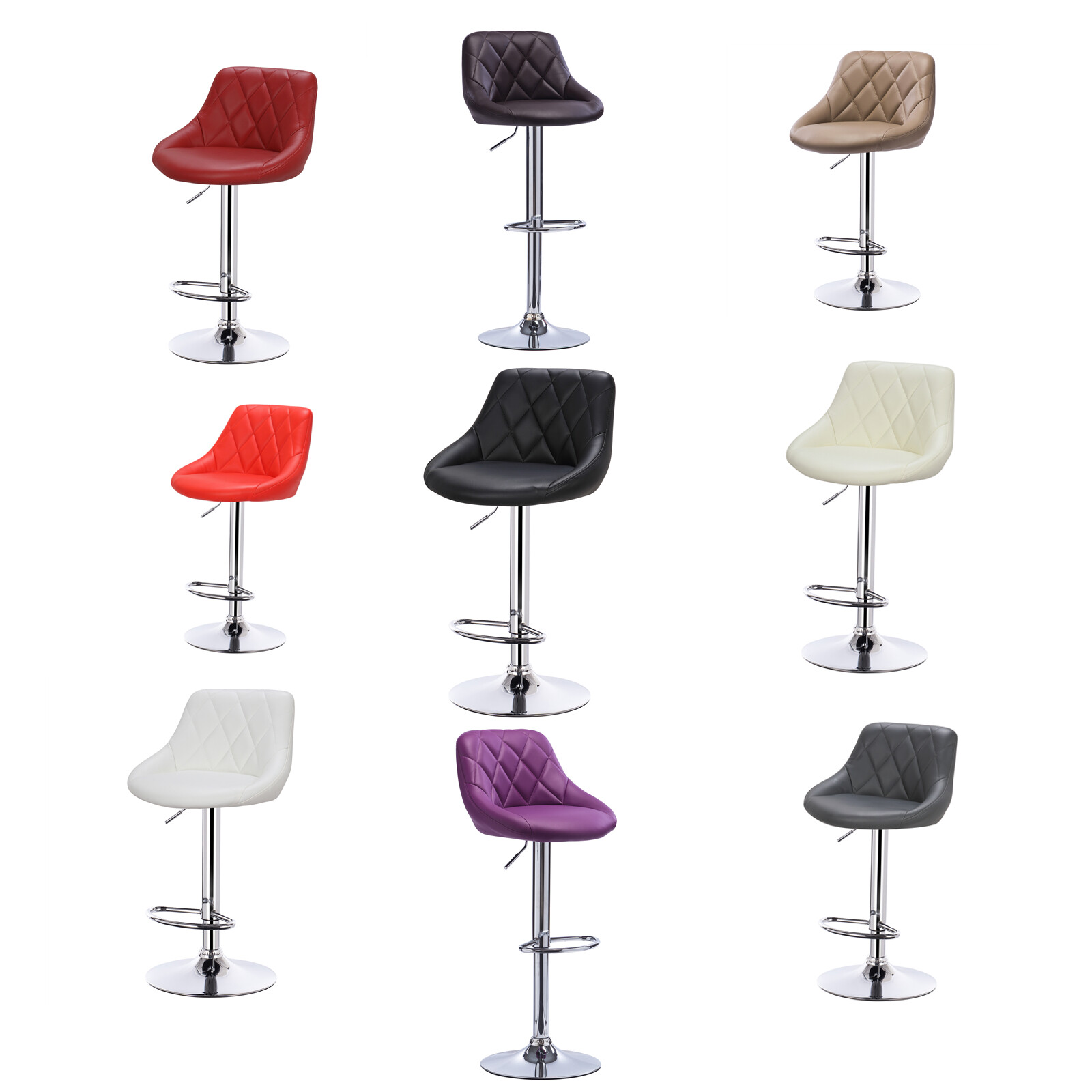 1/2x Breakfast Bar Stool Faux Leather Swivel Gas Lift Chair Dining Room