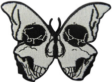 Butterfly Skull Patch 3"  Skeleton Halfskull Small Embroidered Iron On