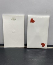 Piastrella da parete Limoges France CUORI ROSSI 2-1/2”x4-1/8" porcellana L.E.C. lotto di 2 rari