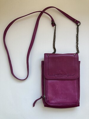 American Leather Co. Platt Small Leather Chain Crossbody Bag in Mulberry