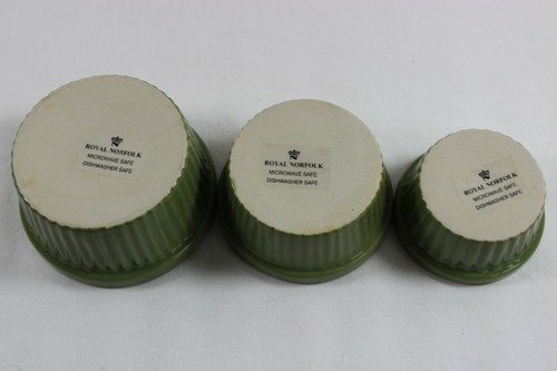 Royal Norfolk Avocado Green Nesting Baking Cups Ramekins Set of 3 - Picture 3 of 8