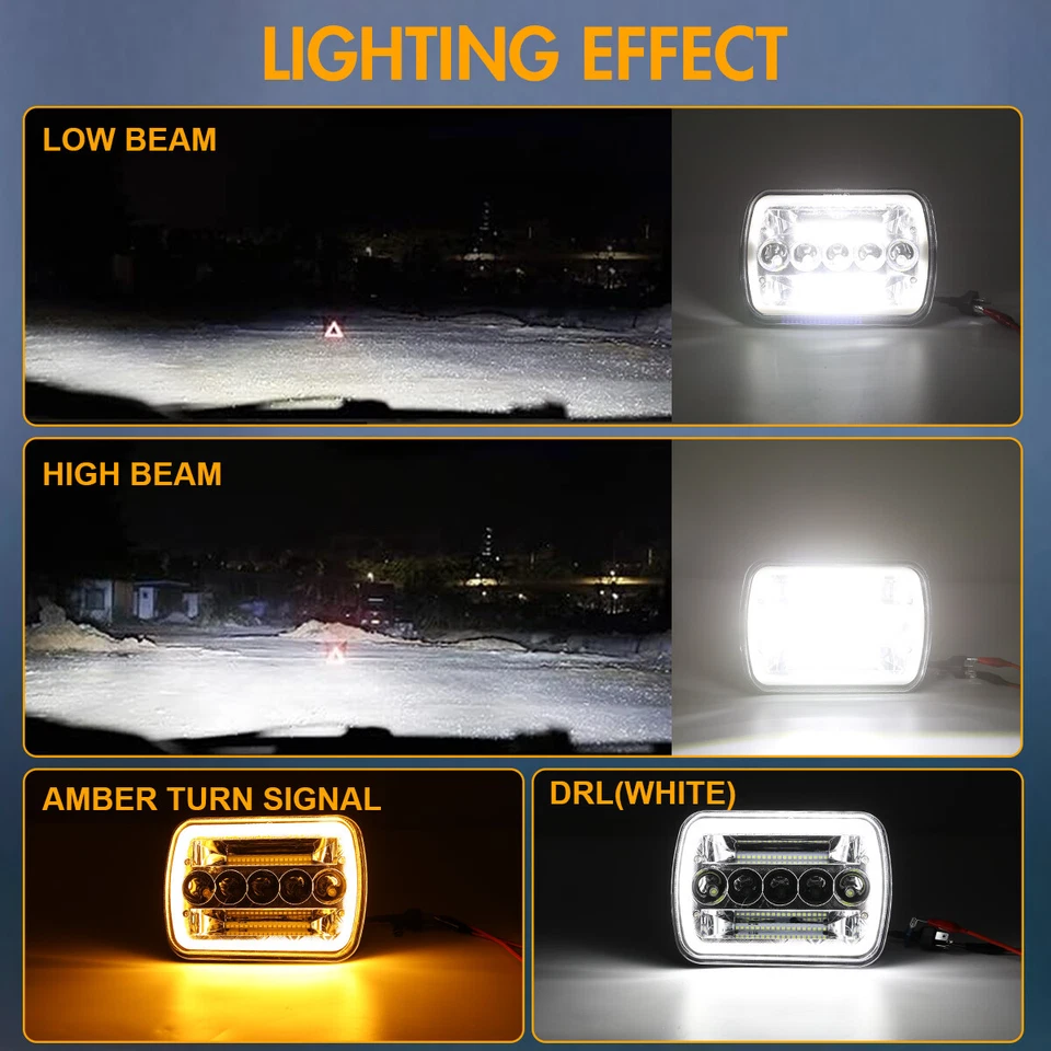 For 1985-1995 Toyota MR2/1981-1992 Toyota Corolla 5x7" 7x6" LED Headlight Hi-low - image 4 of 4