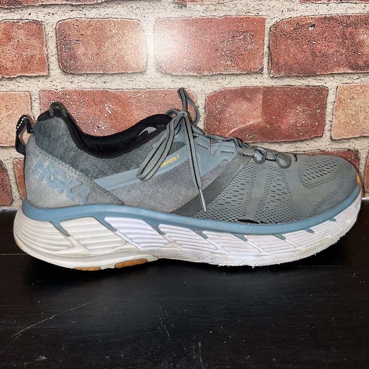Hoka One One Gaviota 2 Gray Yellow White Running Shoes  display picture 3