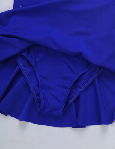Kids Girls Skating Ballet Dance Leotard Dress Sleeveless Sparkly Tulle Dancewear - Picture 35 of 35