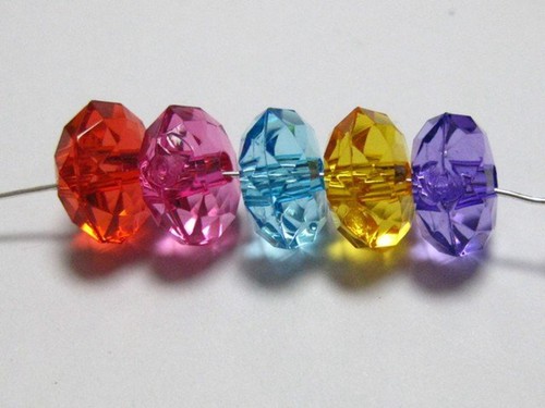 120 Mixed Colour Transparent Acrylic Faceted Rondelle Spacer Beads 6X10mm - Picture 8 of 9