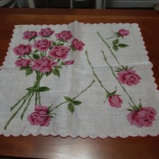 Vintage Hankie Handkerchief with beautiful Pink Roses Excellent Cond NEW
