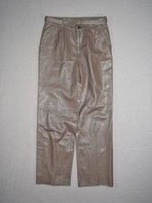 Vintage Leather Pants Mens 30x29 Brown Soft Belted Straight Pleated Biker Pelle