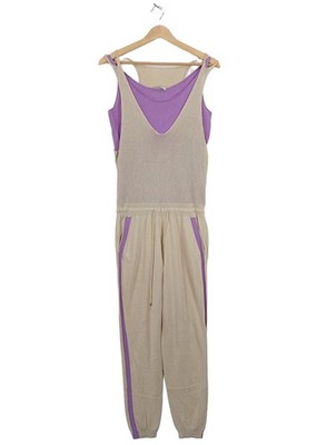 STEFANEL Langer Jumpsuit Damen Hose Gr. DE 36 creme-lila Casual-Look