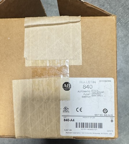NEW 840-A4 ALLEN BRADLEY FLOAT SWITCH NEW SEALED SUMP LEVEL CONTROLLER 840A4 NIB