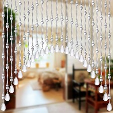 Crystal Glass Beaded Curtain for Doorway Hanging Door Beads Curtain Arched Be...