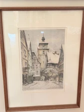 Paul Geissler (1881–1965) Hand-Colored Etching – Rothenburg ob der Tauber – Sign