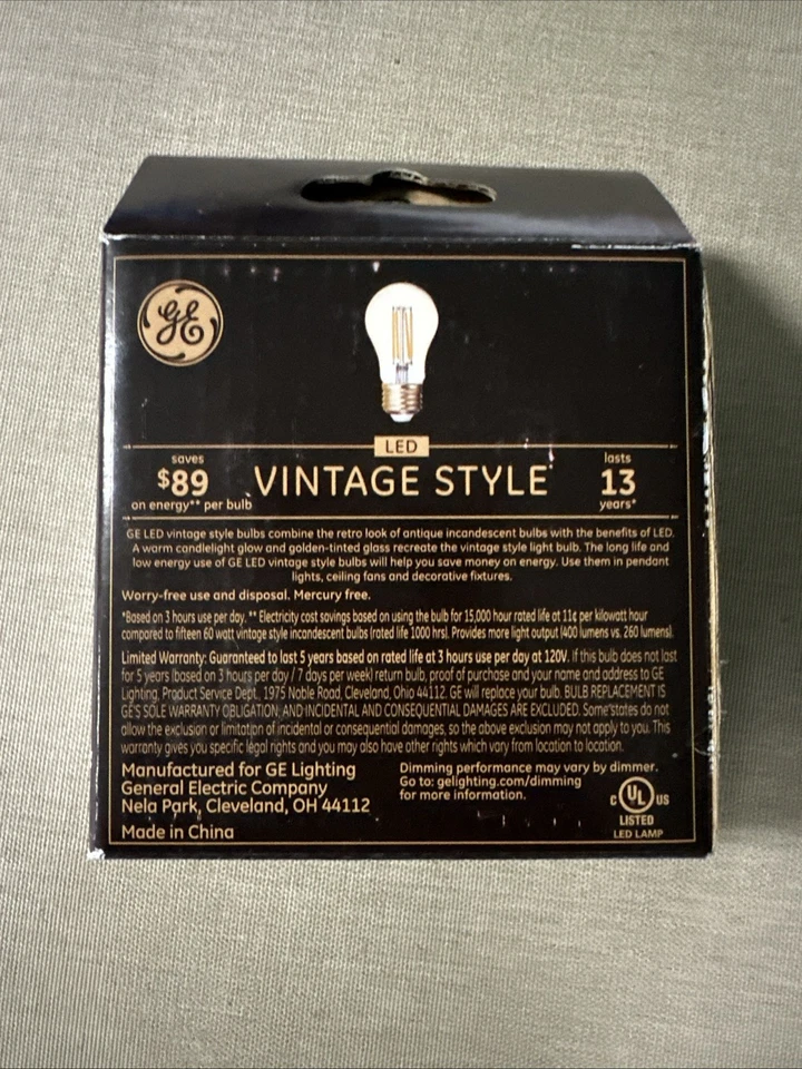 GE LED Vintage Style Warm Candle Light Dimmable 60w Amber 400 Lumens 2 Bulbs - Image 2 of 4