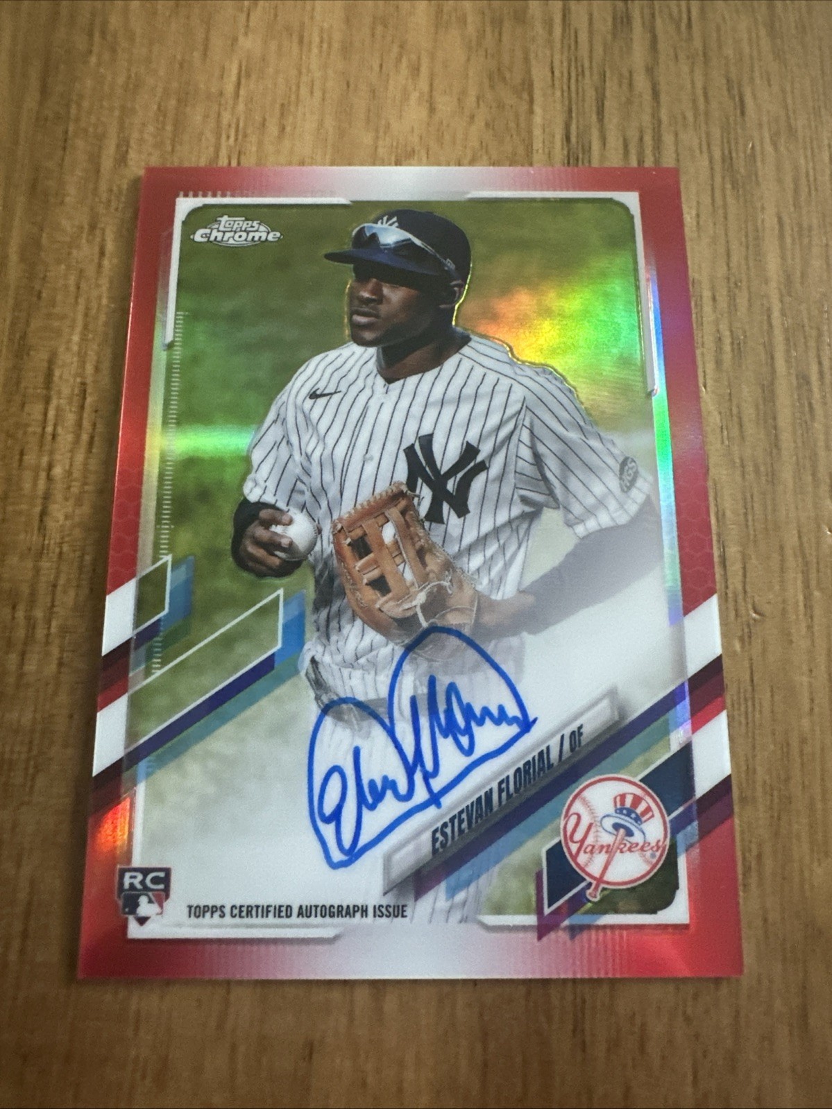 🔥🔥2021 Topps Chrome Rookie RED Refractor Estevan Florial Autograph RC 3/5