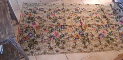 Tissu Batik Java Indonésie – fleuri 210 cm x 105 cm - 1990 - fabric Indonesia - Photo 1/4