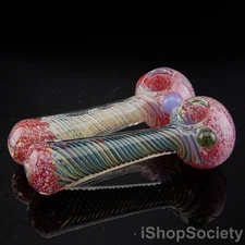 4.5" Tornado Ribbon Tobacco Smoking Pipe Thick Collectible Glass Pipes - P786A