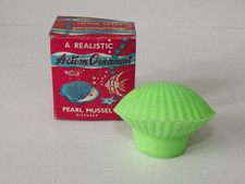 Vtg Aquarium Ornament A Realistic Action Pearl Mussel Aerated Diffuser Green NOS