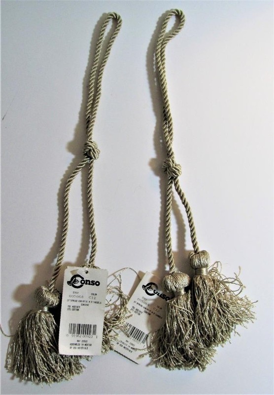 Gold Chair Ties with 3-inch Tassels Set of 2 - New with Tags