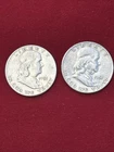 LOT of 2 - 1951 P   FRANKLIN Silver Half Dollars  -  90% Silver