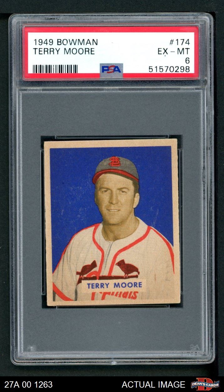 1949 Bowman #174 Terry Moore Cardinals RC PSA 6 - EX/MT
