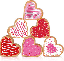6Pcs Valentine's Day Decorations for Home Double-Sided Wooden Heart Valentine Ta