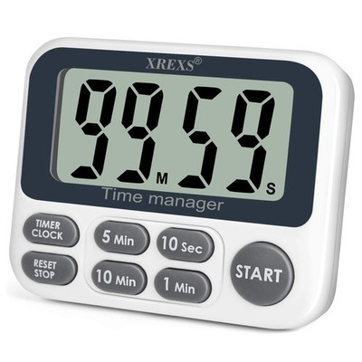 XREXS Digital Kitchen Timer, Magnetic Countdown Up Cooking Timer with White 