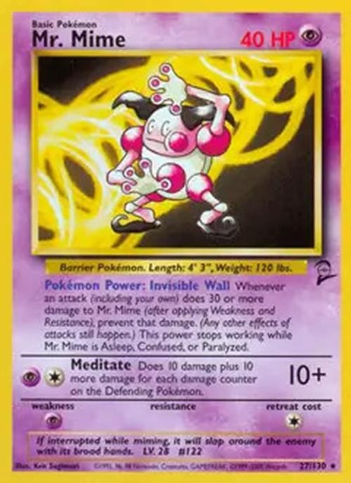 Mr. Mime - 27/130 - Pokemon Base Set 2 Rare Card WOTC LP
