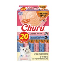 Churu Creamy, Lickable Wet Cat Treats, 0.5 oz Tube, 20 Tubes, Salmon Variety