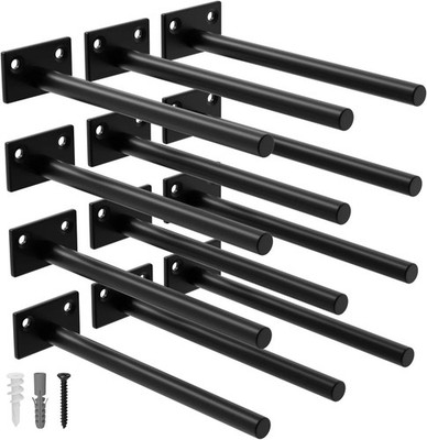 LEOPO 12 Pack-8 inch Floating Shelf Bracket, Hidden Brackets 8 Inch, Black 