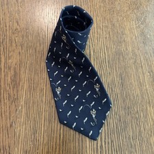 VTG Fish Silk Tie Fishing Fisherman Fish Angler Navy Fathers Day Made in USA