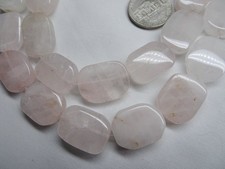 10 34 Str Natural Rose Quartz 19-20mm Long Puffy Tablet Stone Beads A318 Dng