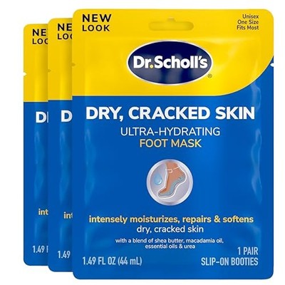 Dr. Scholl's Ultra Hydrating Foot Mask, 3 Pairs Moisturizing Socks for Dry