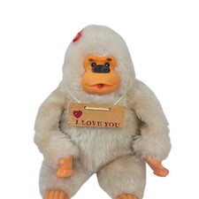 Vtg Russ Berrie Gonga Gorilla Monkey Sucks Thumb Plush I Love You Wood Sign 9"