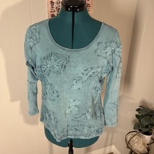 Parsley  Sage Tunic Top Blue Women's Size Medium Artsy Designer Boho Artsy