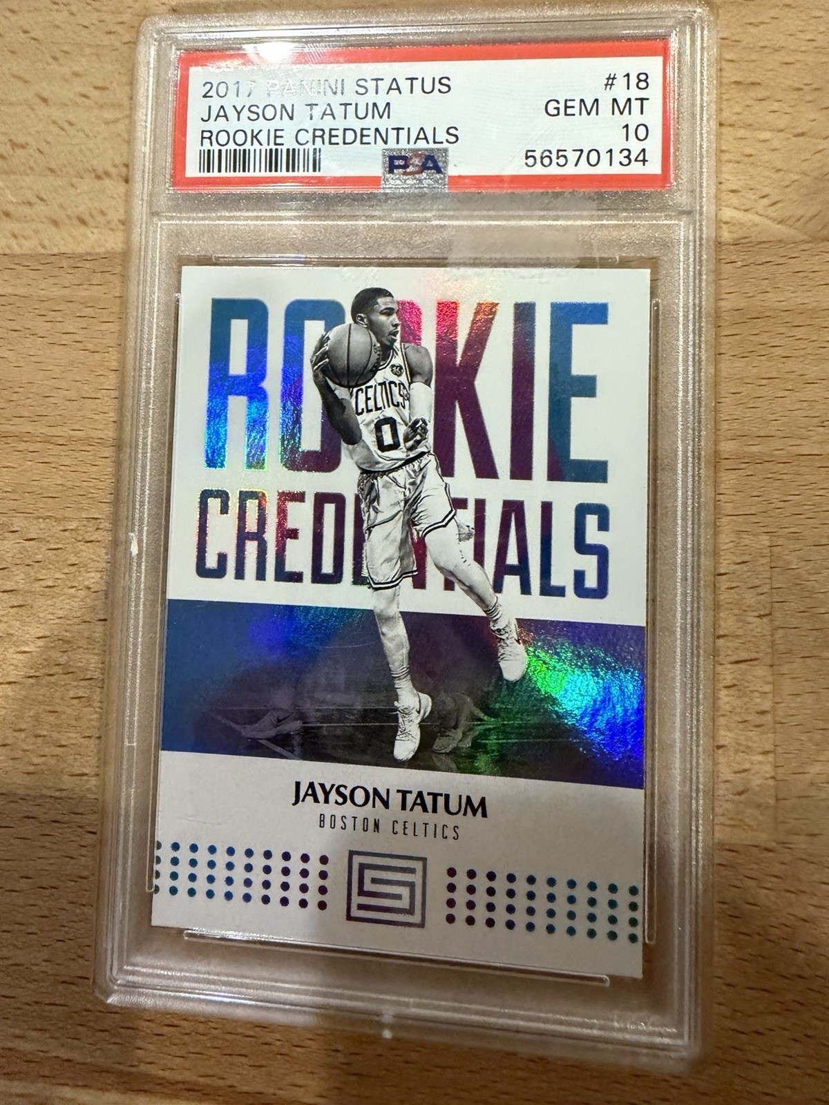 Jayson Tatum RC 2017-18 Panini Status Rookie Credentials #18 Celtics PSA 10 view 3